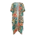 thumbnail image 2 of FKELYI Womens Bikini Cover Up for Summer Open Front Cardigan Beach Cover Ups Leopard Monstera Hibiscus Flower Print Comfy Beach Kimono Beachwear Ladies Cruise Outfits Resort Wear, 2 of 6
