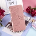 thumbnail image 2 of Flip Case for Samsung Galaxy A51, Butterfly Embossment Pattern Wallet Case with[Magnetic Closure][Card Slots][Kickstand][Wrist Strap], Slim Cover for Samsung Galaxy A51 - Rose Gold, 2 of 7