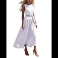 thumbnail image 3 of Vestido de Verano Vintage para Mujer, Holgado, Sin Mangas, , Cuello Redondo, Color Liso. M, 3 of 6