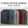 thumbnail image 2 of Essential Elements Boys Active Shirt - Quick-Dry Athletic Workout Training Stretch Crew Neck Long Sleeve Top 5 Pack, 2 of 7