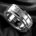 thumbnail image 6 of Tungsten Rings for Men Wedding Bands for Him Womens Wedding Bands for Her 8mm Silver Brick Pattern Size 6-13, 6 of 6