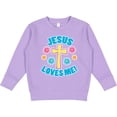 thumbnail image 2 of Inktastic Easter Jesus Loves Me with Cross and Flowers Toddler Sweatshirt, 2 of 4