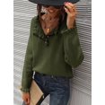 thumbnail image 4 of Pulls pour Femmes Automne Hiver Vêtements Manches Longues Boutonné Volant Col Rond Décontracté Tricoté Chandail Tops Vert Olive S, 4 of 8