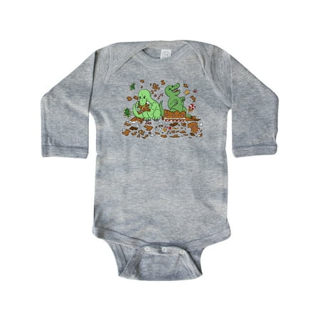

Inktastic Tiny Dinosaurs Ruining Gingerbread House Gift Baby Boy or Baby Girl Long Sleeve Bodysuit