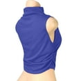 thumbnail image 6 of Yigetop Turtle Necks Tops for Women, Women's Summer Sleeveless Crew Neck Tops Ruched Tee Shirts Basic Stretch Shirts Casual Tank Top Lightweight Sleeveless Mock Neck Tops for Women Blue M, 6 of 7