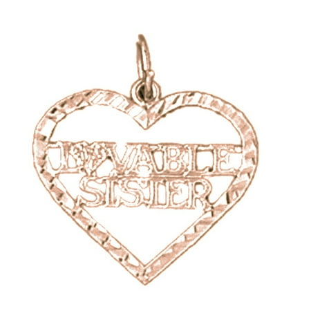 14K Rose Gold Lovable Sister Pendant - 20 mm