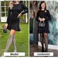 thumbnail image 2 of Robe Moulante Froncée pour Femmes Automne Unie Col Rond Manches Longues Robes Courtes en Tricot, 2 of 5