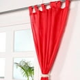 thumbnail image 3 of The Art Box Cotton Tab Top Curtains Panels Set for Bedroom and Living Room, Window Curtain Drapes, Glittery Silver Shimmer Stripes Curtains, 2 Pack, Red, 35"w x 84"l in, 3 of 6