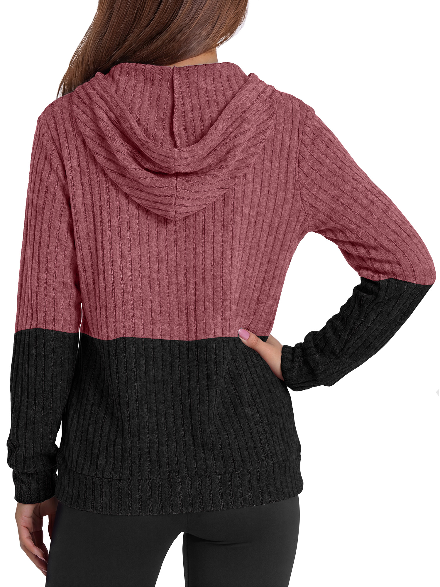 Rosvigor Women's Oversized Color Block Zip Hoodie photo 3