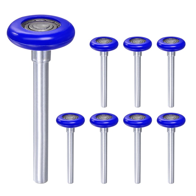 8 Pack 1.8" Blue Nylon Garage Door Rollers, 4.25" Long Stem, Blue