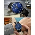 thumbnail image 2 of PRETXORVE Men Watches Men Trendy Ultra Thin Minimalist Watch Slim Leather Strap Stainless Steel Quartz Fathers Day Gift, 2 of 4