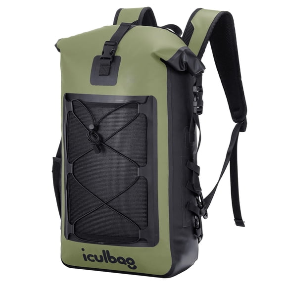 Mochila impermeable Iculbag Dry Bag 30 L con tapa enrollable, color verde