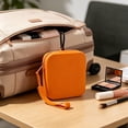 thumbnail image 5 of Dongrere Mini Silicone Makeup Case, Portable Zipper Cosmetic Holder with Wrist Strap, Portable Makeup Bag Coin Purse for Women Men, 4x4.6 Inch, Orange, 5 of 6