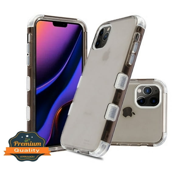 Apple iPhone 11 Pro Phone Case Tuff Hybrid Shockproof Three Layers Rubber Bumper Heavy Duty Cover [Impact Resistant] TPU Silicone Protective Hard SMOKE Transparent Cover for Apple iPhone 11 PRO
