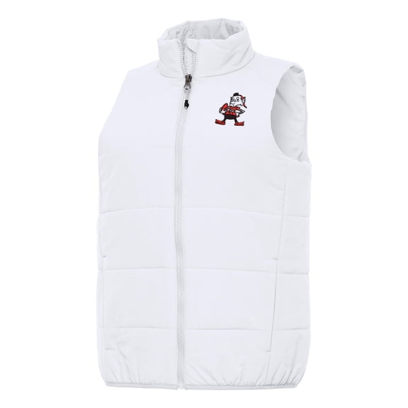 Women's Antigua  White Cleveland Browns Experience Full-Zip Vest