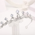 thumbnail image 3 of Zhuge Tiara de boda para novia, diadema de princesa, corona de novia, joyería para el cabello con diamantes de imitación de cristal, decoración para novia, cumpleaños, graduación, boda (plateada), 3 of 5