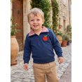 thumbnail image 5 of RUINIXCW Toddler Baby Boy Girl Back to School Outfit Spring Fall Winter Sweatshirt Infant Boy Girl Clothes Apple Half Zip Collar Long Sleeve Shirt Top, 5 of 10