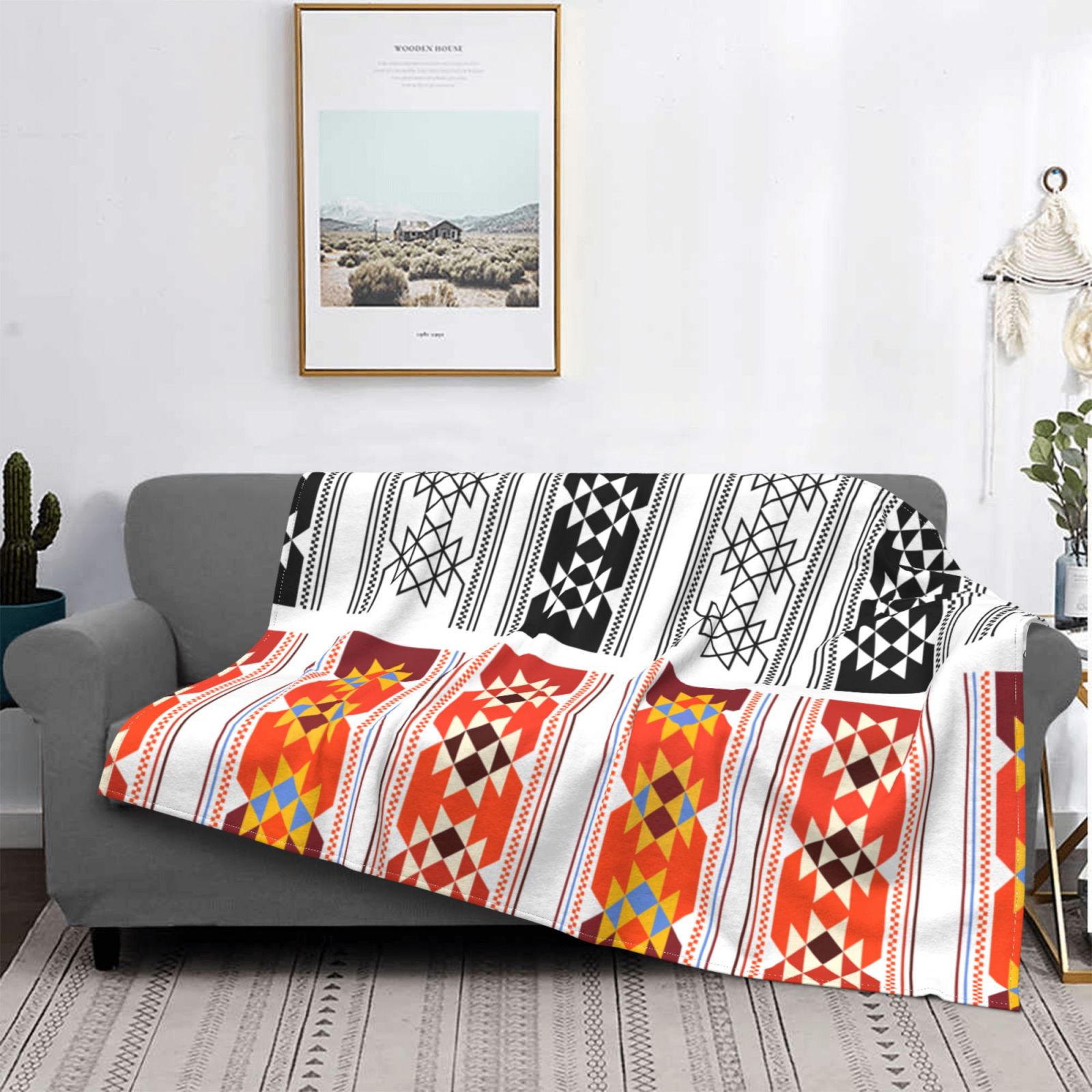 Vintage European Tradition Pattern Throw Blanket, Super Soft Anti