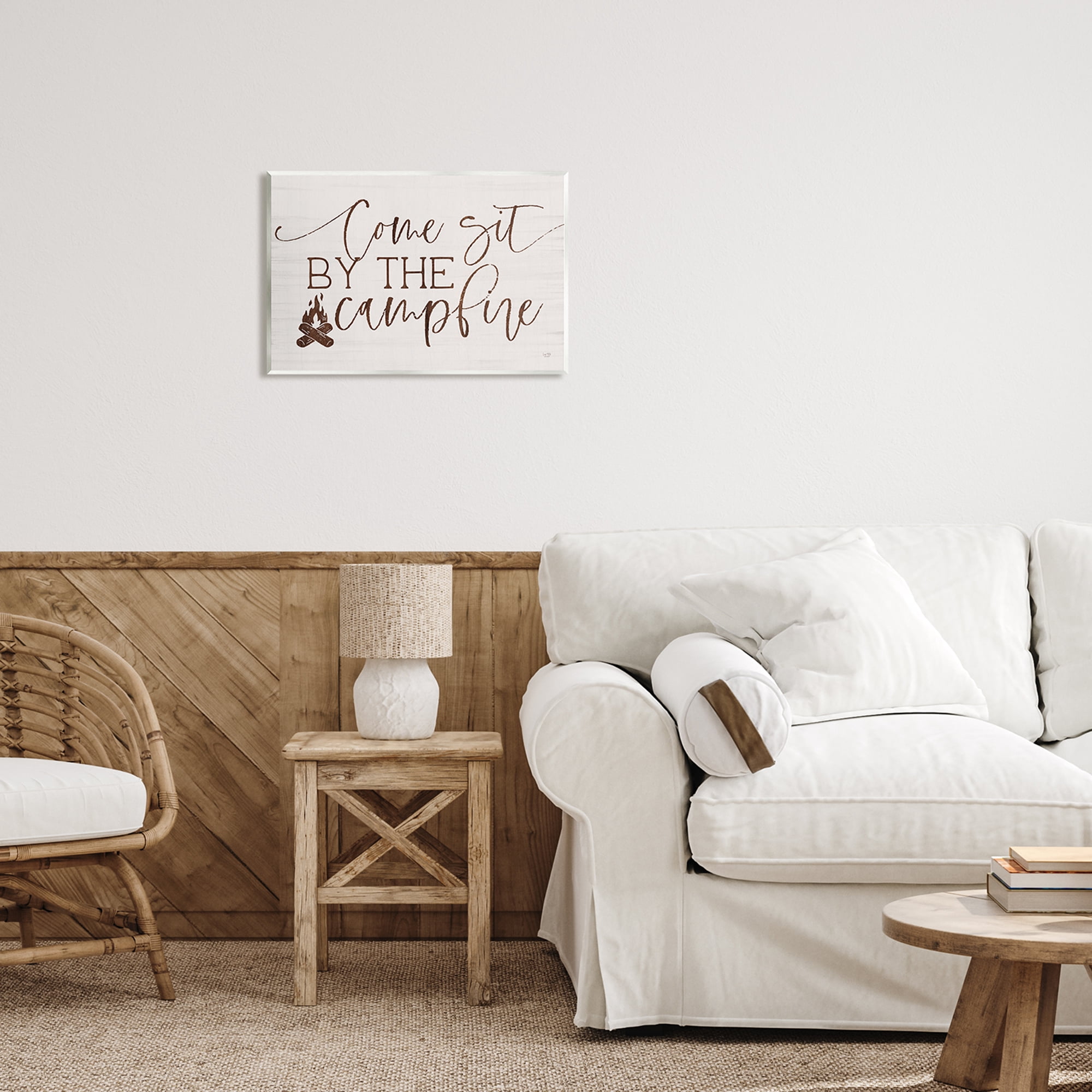 Stupell Come Sit By The Campfire Rustic Sign Inspirational Painting Wall Plaque Unframed Art Print Wall Art