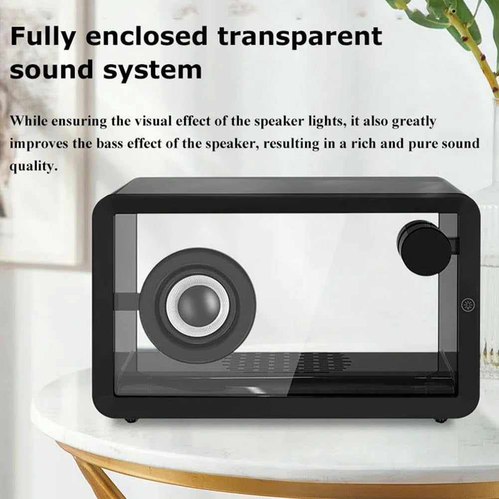 MUSICOZY Bluetooth Speaker with Hi-Fi Sound, Clear Glass Screen, Bluetooth 5.4 HD Audio Speaker Strip, Built-in White Noise Party Speaker with LED Light Show for Computer, Office, Shower, White