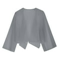 thumbnail image 6 of qolati Women Shrug Chiffon Cardigans Tie Front 3/4 Sleeve Open Front Bolero Cropped Cardigan Tops Irregular Hem Flowy Cover Up Wraps for Evening Dress Gray S, 6 of 9