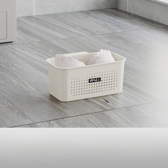 Plastic Storage Basket, Laundry Organizer with Handles for Bathroom, Small Storage Bin with Handles for Clothes and Towels, Compact Organizer for Dormitory Bedroom
