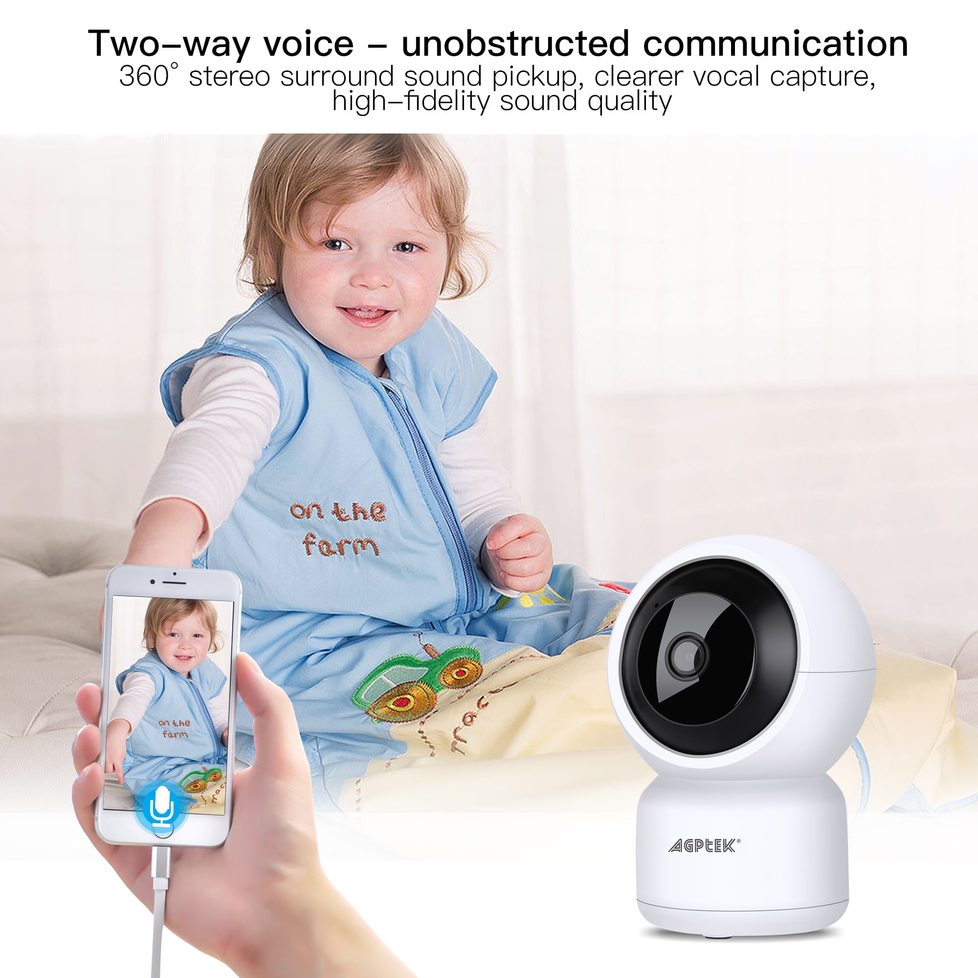 960P Camera,Wireless IP Home Security Camera with Night Vision,Motion Detection,Two-Way Audio,IR-Cut,Encrypted Security Cloud Storage Service for Baby Elder Pet US Plug