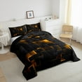 thumbnail image 4 of Orange And Black Comforter Set Twin Neon Geometric Checkered Bedding Set Teen Men,Stereoscopic Grid Plaid Down Comforter Glowing Square Bed Duvet Set Modern Room Decor, 4 of 7