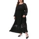 thumbnail image 4 of Vestido Formal de Talla Grande para Mujeres Agnes Orinda, Manga Larga de Malla Transparente, Elegante para Invitadas de Boda, Fiesta de Cóctel, Vestidos Maxi A-Line 3X Negro, 4 of 5