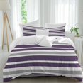 thumbnail image 2 of Purple Grey Striped Bedding 3 Piece Duvet Cover Set Full Size, Modern White Abstract Art Aesthetics Soft Microfiber Comforter Cover with Zipper Closure & Pillowcases, FadeResistant Quilt Cover, 2 of 9