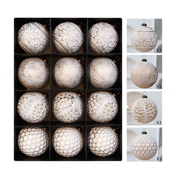 Vintage Christmas Ornaments Ball Set 12 PCS 3.15 Inch Shatterproof Traditional Christmas Tree Decorations for Indoor Xmas Holiday Home and Party Decor