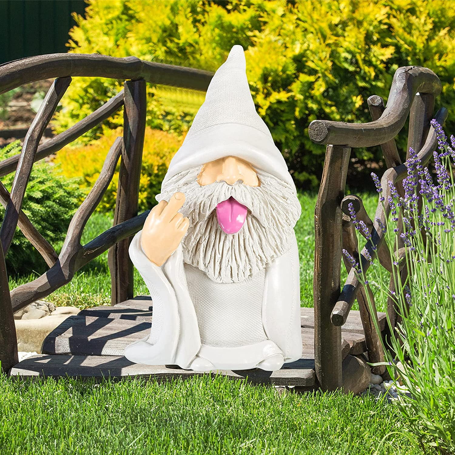 Funny Garden Gnome Decor, Cool Old Man with Big Tongue, Wizard Gnome Statue, Outdoor Ornaments