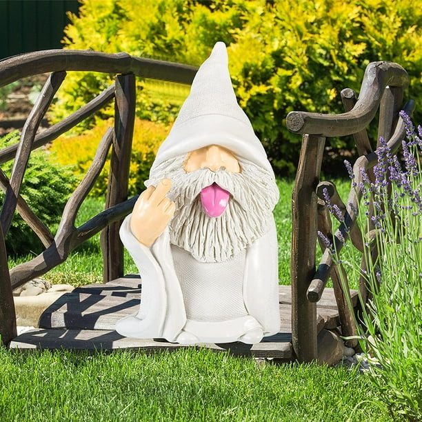 Funny Garden Gnome Decor, Cool Old Man with Big Tongue, Wizard Gnome