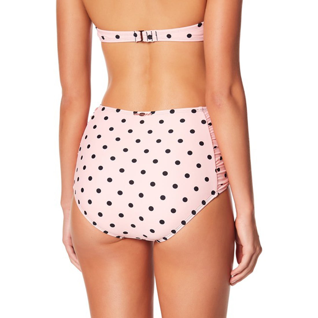 Betsey Johnson Polka Dot High-Waisted Bikini Bottom, Pink/Black, Small -  Walmart.com