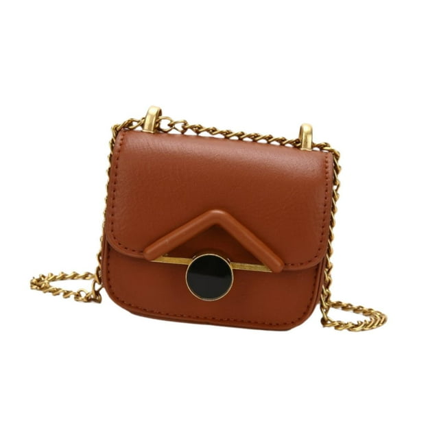 Mini bolso de hombro tipo lápiz labial Yinane Bolso de mano portátil de PU Marrón