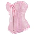 thumbnail image 2 of Corset Tops for Women Floral Lace Corset Bustier Plus Size Overbust Corset Pink 5XL, 2 of 5