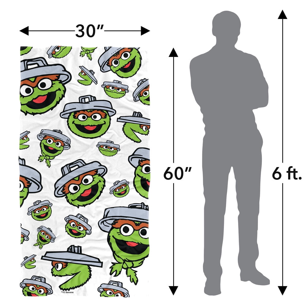Sesame Street Oscar Face Pattern Officially Licensed Beach Towel 30' X 60'