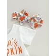thumbnail image 6 of Wassery Baby Boys Girls Halloween Outfit Infant Summer 3Pcs Clothes Set Short Sleeve Round Neck Tassel T-Shirt Tops + Pumpkin Shorts + Bow Headband 0-24 Months, 6 of 9