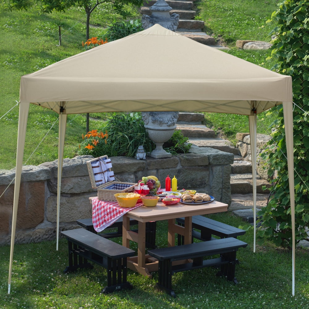 Kepooman 3 x 3m Pop-up Canopy Tent, Outdoor Canopy Folding Shelter, Easy One Person Setup Instant, Khaki, No Side Kepooman 3 x 3m Pop-up Canopy Tent, Outdoor Canopy Folding Shelter, Easy One Person Setup Instant, Khaki, No Side