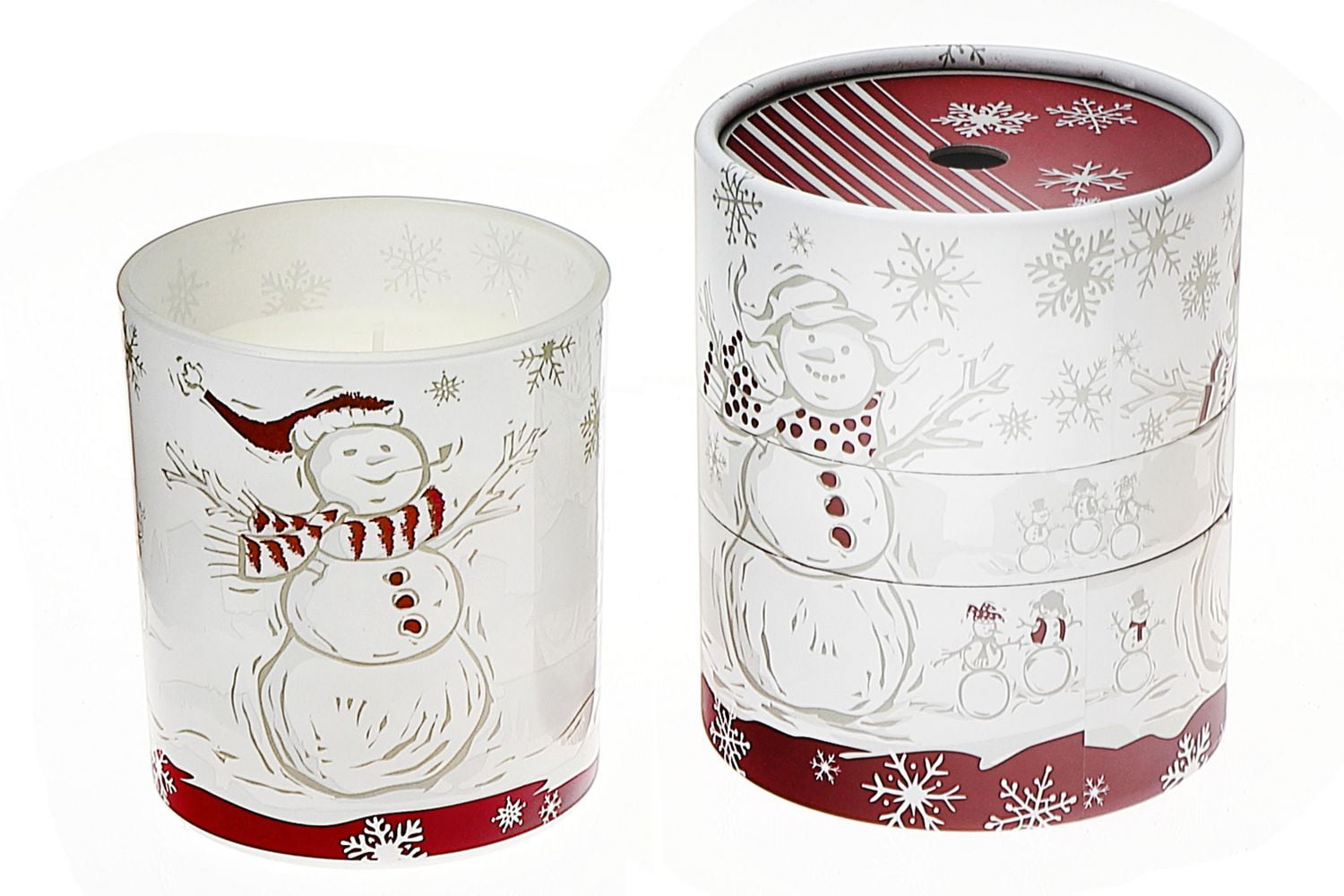 10.6 Oz Scented Snowman Glass Candle Cranberry Cassis
