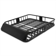 Spec-D Tuning Universal 64" Extendable Roof Rack Luggage Hold Carrier Cargo Basket Black Steel For SUV Truck Car Van