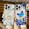 thumbnail image 4 of for iPhone 15 Pro Max Case Blue Butterfly Floral Flower Cute Women Kickstand Phone Holder Ultra Thin Shockproof Phone Case for iPhone 15 Pro Max Butterfly, 4 of 9