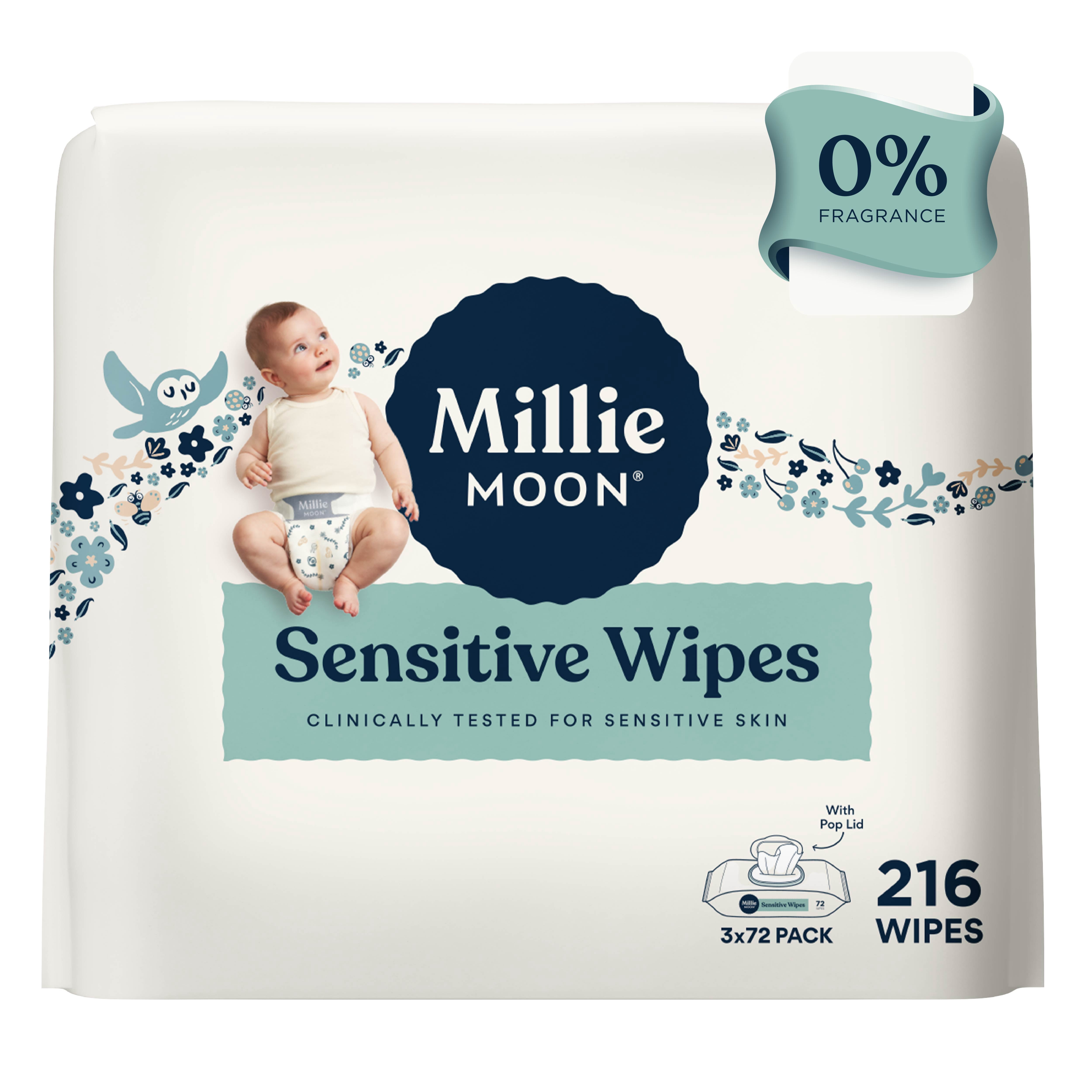 (6 pack) Millie Moon Sensitive Wipes, 216 Count (Select for More Options)