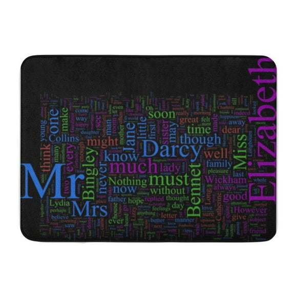 JSDART Prejudice Word Coud Based on Jane Austen Price Doormat Floor Rug Bath Mat 30x18 inch