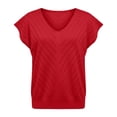 thumbnail image 4 of hoksml Women's V-Neck Dolman Sleeve Knit Top with Chevron Openwork, Loose Fit Casual Sweater for Everyday Wear, 4 of 5