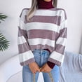 thumbnail image 2 of VALMASS Long Sleeve Crew Neck Color Block Winter Casual Knit Sweater Women (S, Wine), 2 of 8
