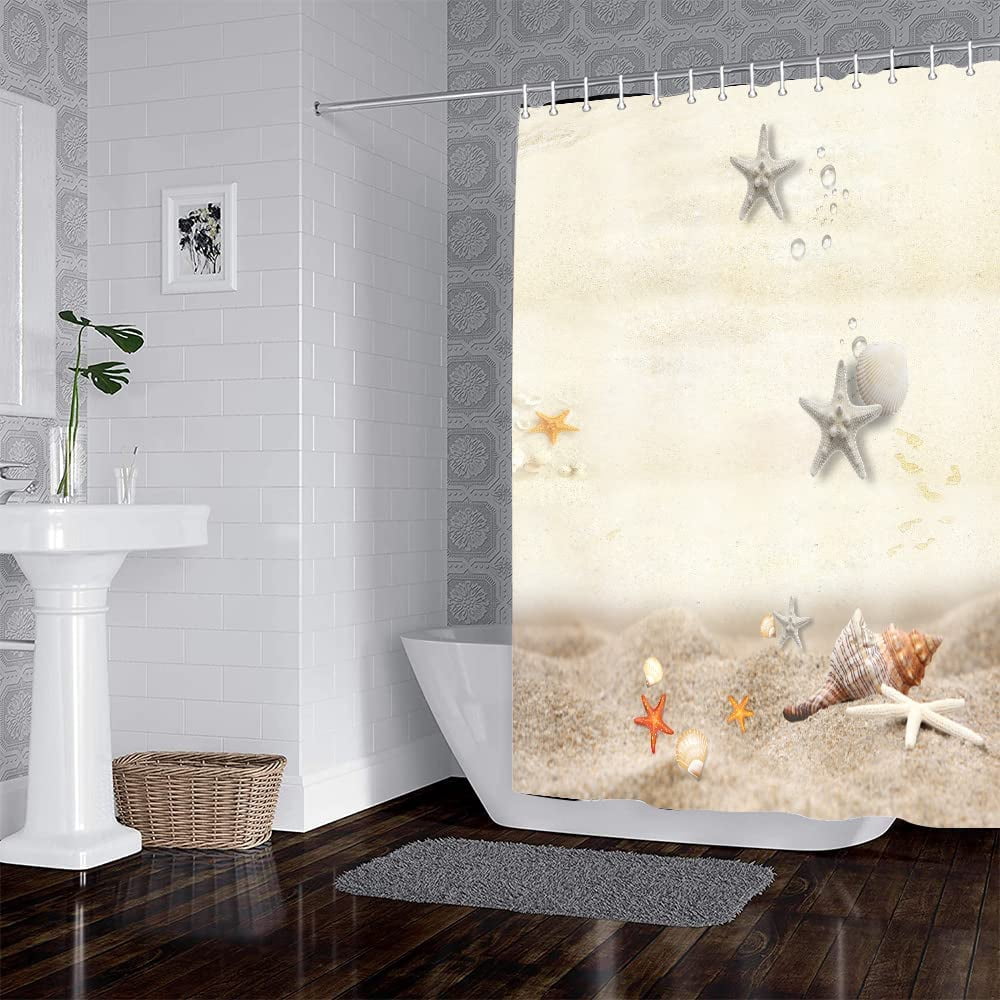 Rustic Nautical Shower Curtain,Lighthouse Sailing Beach Bathroom Shower Curtains,Navy Blue Coastal Bath Curtains Sets with 12 Hooks 72x72in,Waterproof Fabric