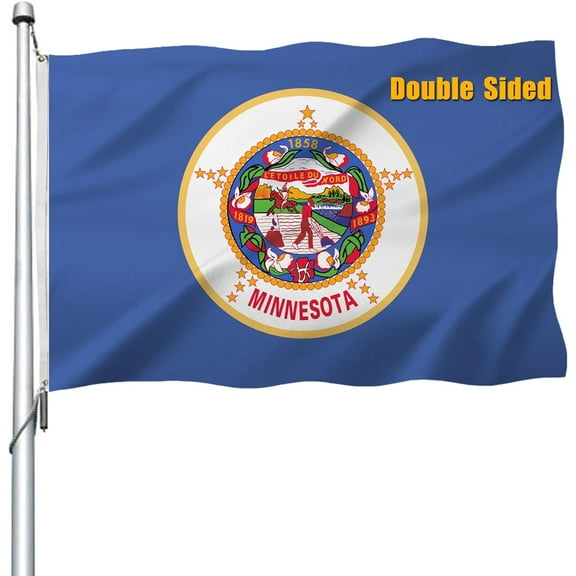 Oneluffy Minnesota State Flag 2x3 Outdoor Double Sided Minnesota Flag MN State Flag State of Minnesota Flags MN Banner Polyester with 2 Brass Grommets Decor for Indoor Outside