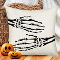 thumbnail image 5 of Halloween Skull Decorative Pillow Covers Cotton Linen Vintage Skeleton Hand Hug You Wicked Scary October 31 Halloween Home Sofa Couch Decor Throw Pillow Cases 20x20 Inch, White, 5 of 6
