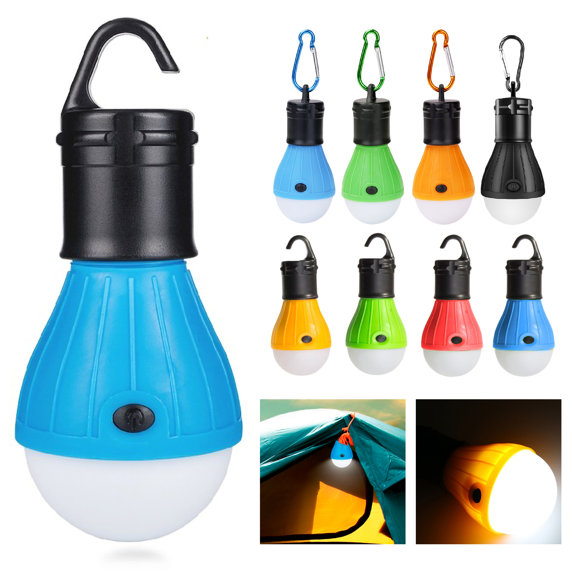 4 Pack Portable Ultra Bright Camping Tent Light Bulb 3 LED Hanging